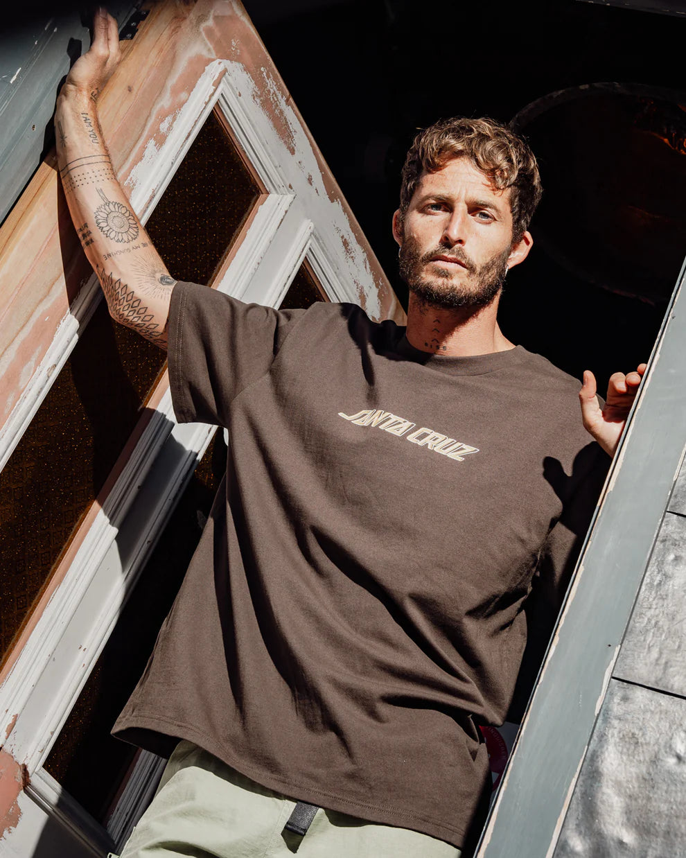 Off Set Strip Front Short Sleeve Mens