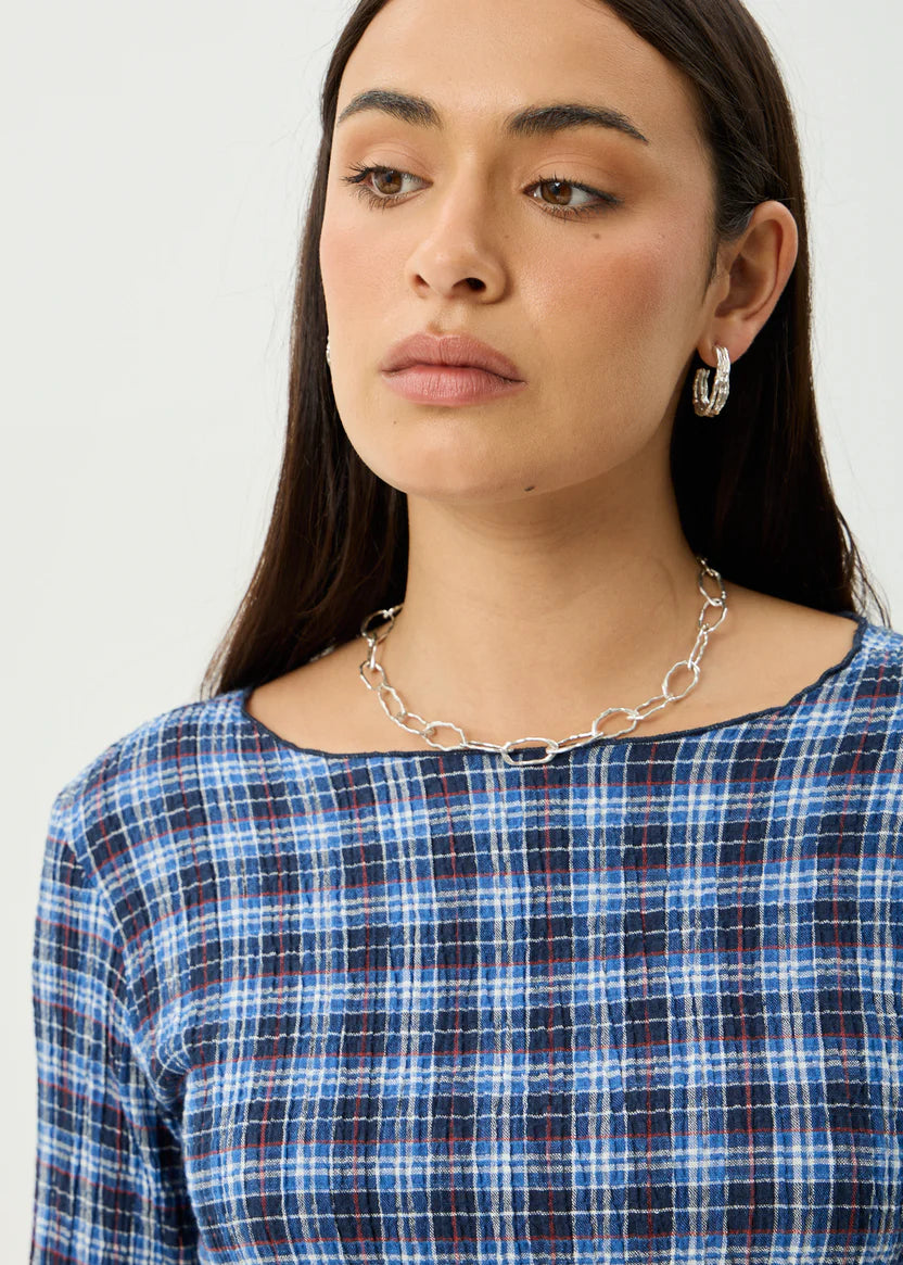 Mountains Seersucker Long Sleeve Top