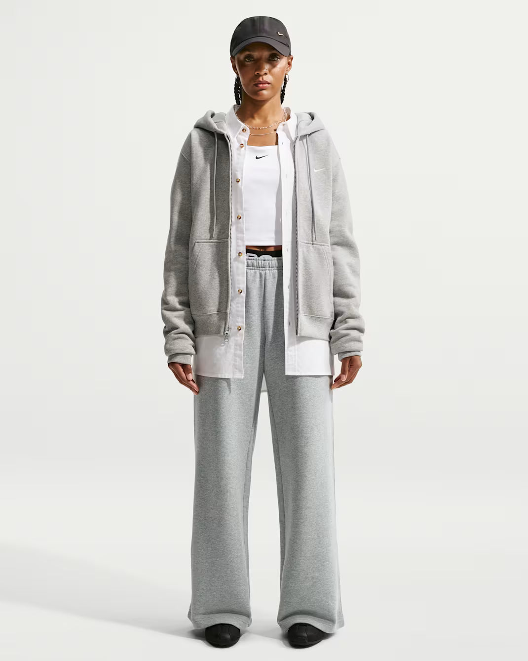 Nike Studio Fleece Medium Weight Mid-Rise Wide-Leg Trousers