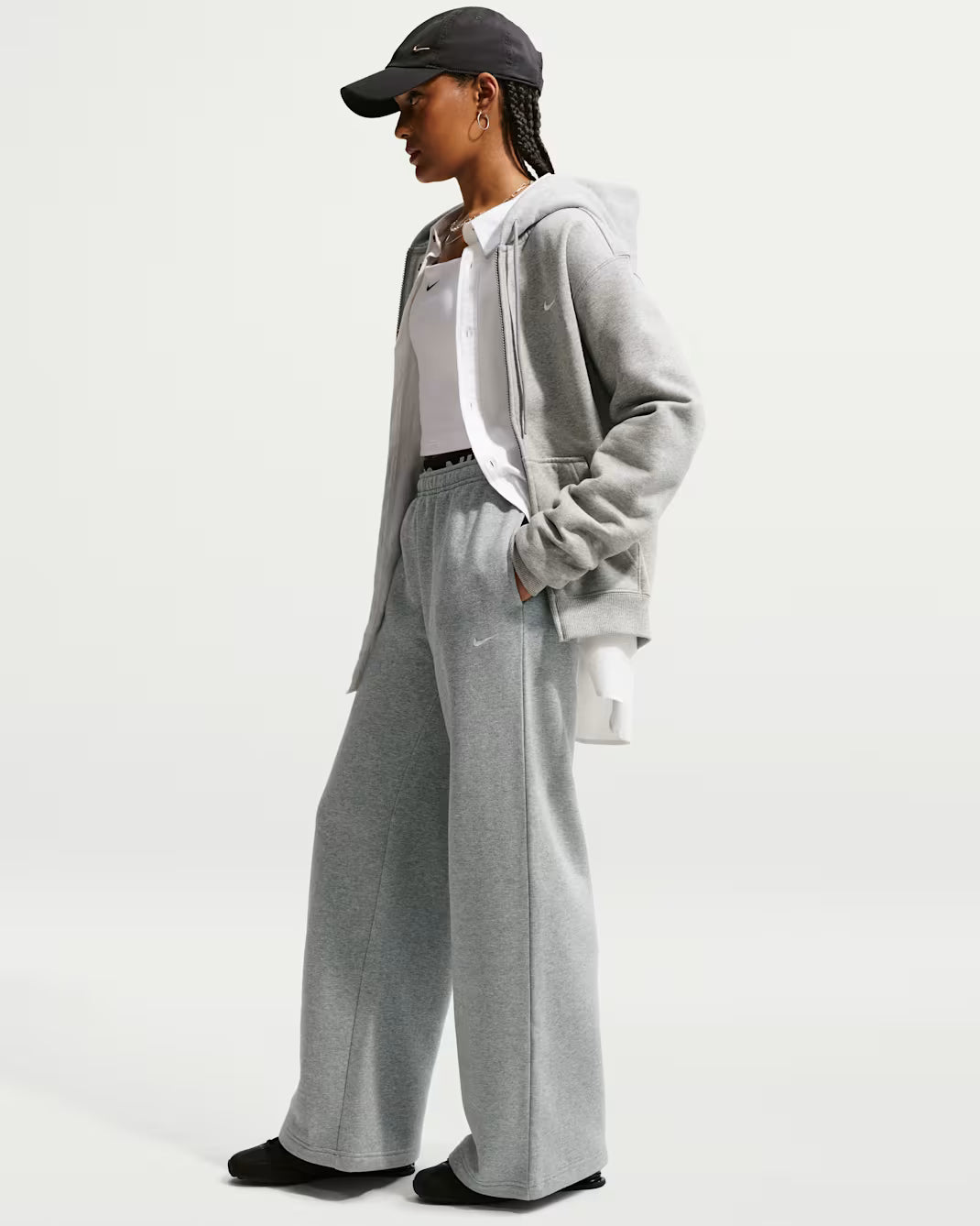 Nike Studio Fleece Medium Weight Mid-Rise Wide-Leg Trousers