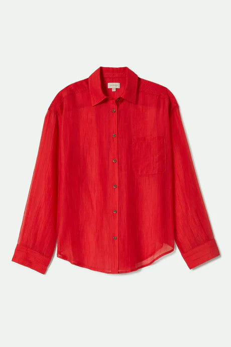 East Side Boxy Long Sleeve Buttondown Red