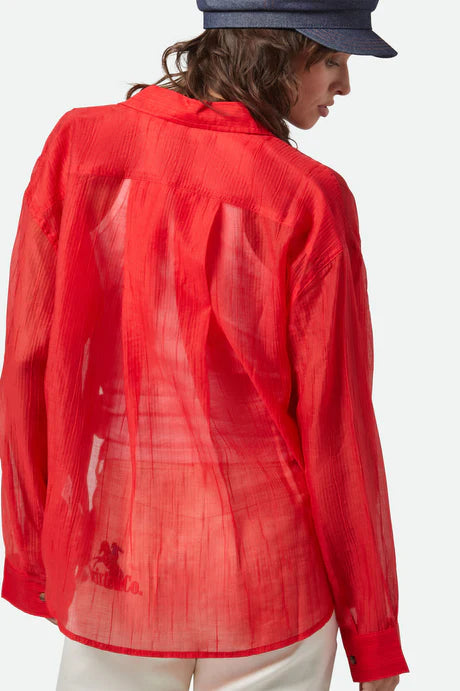 East Side Boxy Long Sleeve Buttondown Red