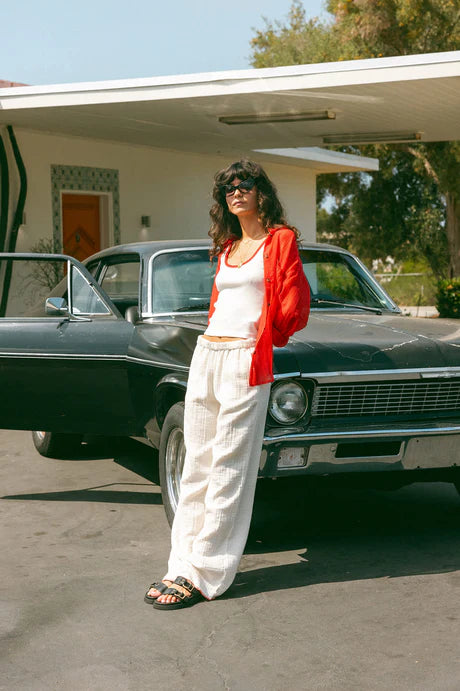 East Side Boxy Long Sleeve Buttondown Red